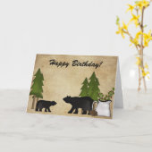 Carte Rustic Country Mountain Bears Joyeux anniversaire (Fleur jaune)