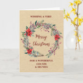 Carte Rustic Cousin et sa femme Joyeux Noël (Fleur jaune)