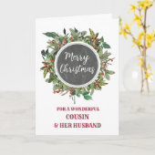 Carte Rustic Cousin et son mari Joyeux Noël (Fleur jaune)