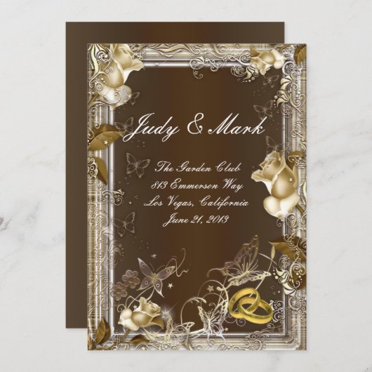 Carte Rustic Elegance Rose blanche (Devant / Derrière)