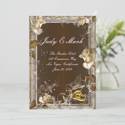 Carte Rustic Elegance Rose blanche (Debout devant)