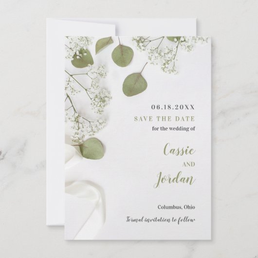 Carte Rustic Elegant Botanical Enregistrer la date (Devant)