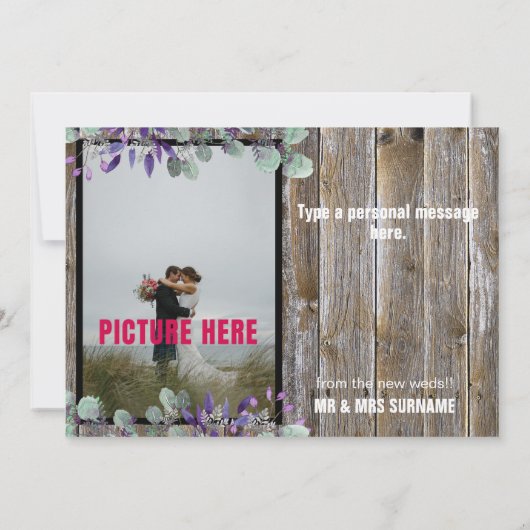 Carte Rustic Elegant White Typography Mariage photo (Dos)