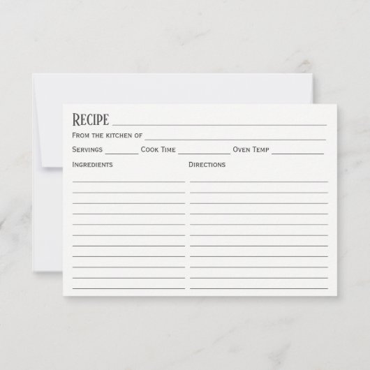 Carte Rustic Fall Floral Favorite Recette (Dos)