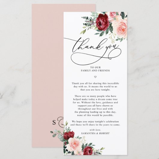 Carte Rustic Fall Floral Mariage Merci (Devant / Derrière)