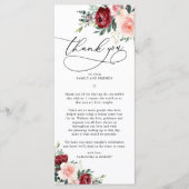 Carte Rustic Fall Floral Mariage Merci (Devant)