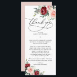 Carte Rustic Fall Floral Mariage Merci<br><div class="desc">Conçu pour s'harmoniser avec notre collection Romantic Blooms,  cette carte à lettres Merci personnalisable présente des fleurs d'aquarelle bordeaux et rousses avec des feuilles verdoyants jumelés à une police serif élégante et des graphismes de calligraphie élégants. Éléments correspondants disponibles.</div>