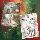Carte Rustic Farm Horse Red Barn Merry Christmas Card
