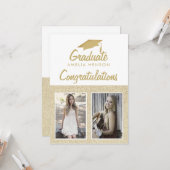 Carte Rustic Félicitations Graduate 2 Photo Collage (Devant/Arrière en situation)