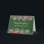 Carte Rustic Folift Friend Joyeux Noël<br><div class="desc">Joyeux Noël pour la carte d'ami en vert rustique et aquarelle feuillage forestier.</div>