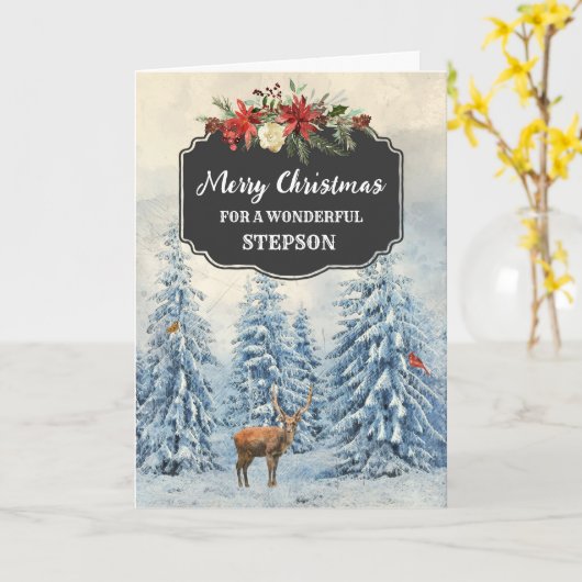Carte Rustic Forest Stepson Joyeux Noël (Fleur jaune)