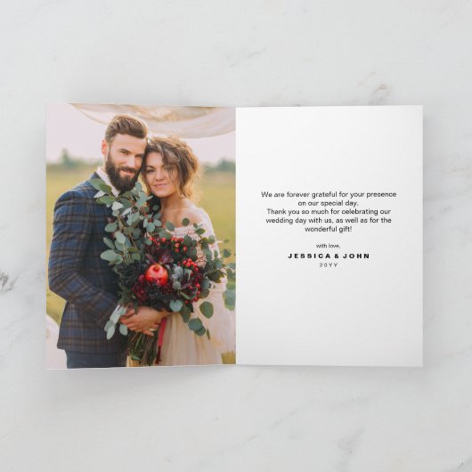 Carte Rustic Forever Grateful 2 Photo Mariage remercieme (Intérieur)
