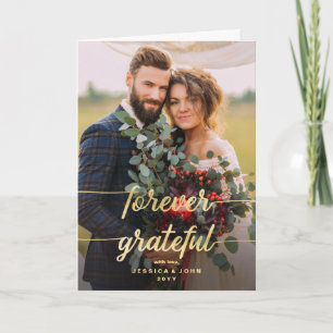 Carte Rustic Forever Grateful 2 Photo Wedding Thank you