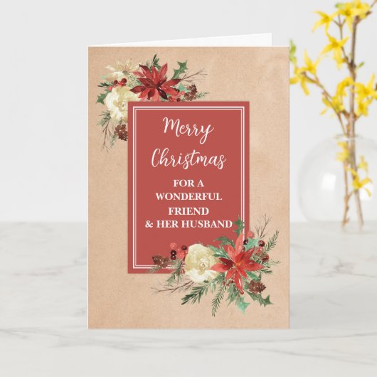 Carte Rustic Friend et son mari Law Noël (Fleur jaune)