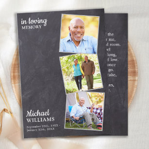 Carte Rustic Funeral Custom 3 Photo Memorial Prayer Card