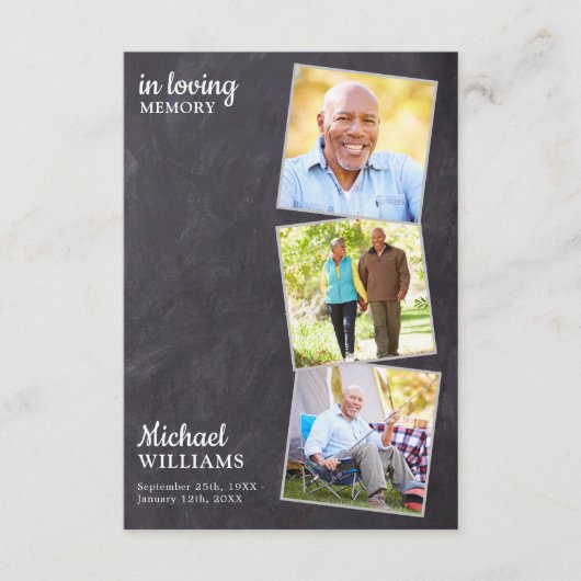 Carte Rustic Funeral Custom 3 Photo Memorial Prayer Card (Devant)