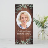 Carte Rustic Funeral Prayer Card Photo Signet Memorial (Debout devant)