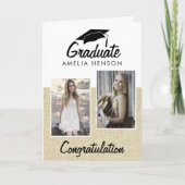 Carte Rustic Graduate Félicitations 2 Photo Collage (Devant)