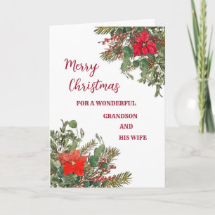 Carte Rustic Grandson et sa femme Joyeux Noël