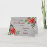 Carte Rustic Grandson et sa femme Joyeux Noël<br><div class="desc">Joyeux Noël pour petit-fils et sa carte de femme avec des poinsettias aquarelle et motif en bois vintage et verset réfléchi.</div>