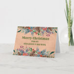 Carte Rustic Grandson et sa femme Noël<br><div class="desc">Joyeux Noël pour petit-fils et sa carte de femme avec le feuillage vert aquarelle et pinecones et verset réfléchi.</div>