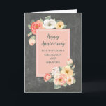 Carte Rustic Grandson et son Mariage Anniversaire<br><div class="desc">Joyeuse carte d'anniversaire mariage pour petit-fils et sa femme avec des fleurs rustiques de la campagne,  motif de tableau noir et verset chaleureux.</div>