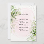 Carte Rustic Greenery Blush Pink Détails Mariage personn (Dos)