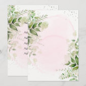Carte Rustic Greenery Blush Pink Détails Mariage personn (Devant / Derrière)