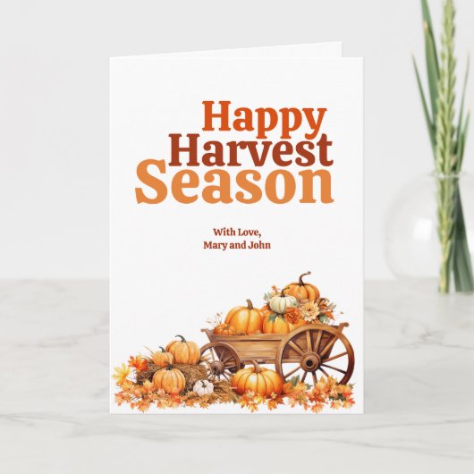 Carte Rustic Happest Harvest Season Salutation Citrouill (Devant)