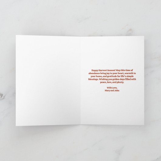 Carte Rustic Happest Harvest Season Salutation Citrouill (Intérieur)