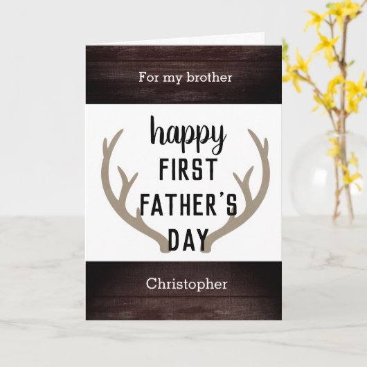 Carte Rustic Happy First Fête des pères Frère (Fleur jaune)