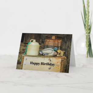 Carte Rustic Jug Duck Decoy Photo Anniversaire