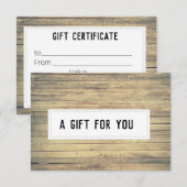 Carte Rustic Kraft Beach Wash Certificat cadeau personna (Devant / Derrière)