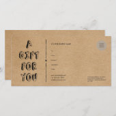 Carte Rustic Kraft Un cadeau pour vous certificat cadeau (Devant / Derrière)