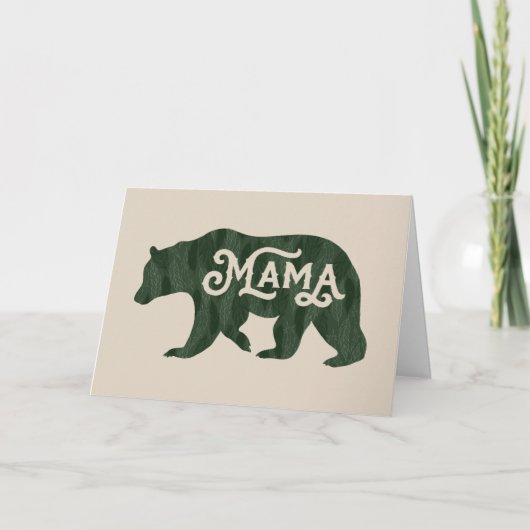 Carte Rustic Mama Bear Silhouette Fête des Mères (Devant)