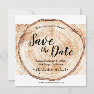 Carte Rustic Mariage Wood Grain enregistrer la photo de 