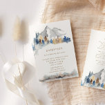 Carte Rustic Mountain Réception<br><div class="desc">Notre collection "Rustic Mountain" présente des paysages aquarellés assortis à des éléments décoratifs en tranches de bois qui créent un look sophistiqué inspiré par la nature. Le jeu de couleurs est composé de marron et de bleus muets avec une touche de vert. Toutes les informations se trouvent dans une combinaison...</div>