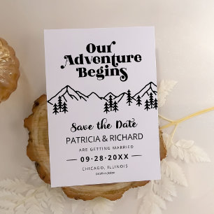 Carte Rustic Mountains Mariage Extérieur Enregistrer La 