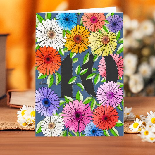 Carte Rustic Navy Bleu Personnalisé 40e anniversaire Flo