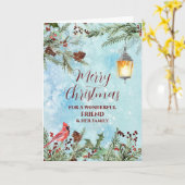 Carte Rustic Neige Ami & Famille Joyeux Noël (Fleur jaune)