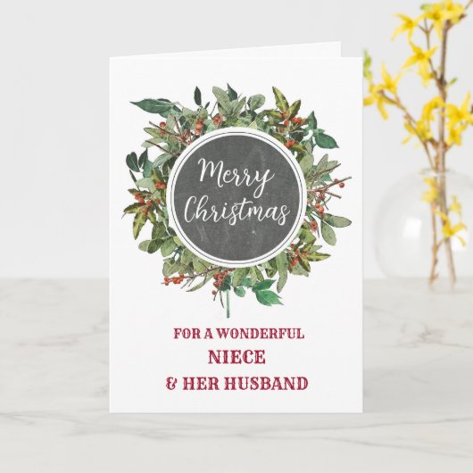 Carte Rustic Niece et son mari Joyeux Noël (Fleur jaune)