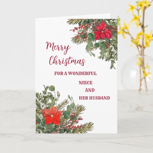 Carte Rustic Niece et son mari Joyeux Noël (Fleur jaune)