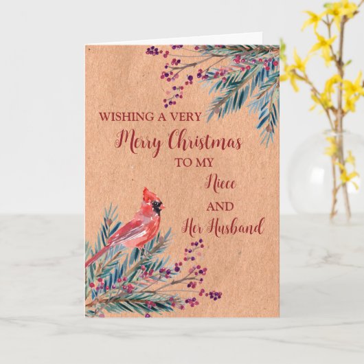 Carte Rustic Niece et son Mari Noël (Fleur jaune)