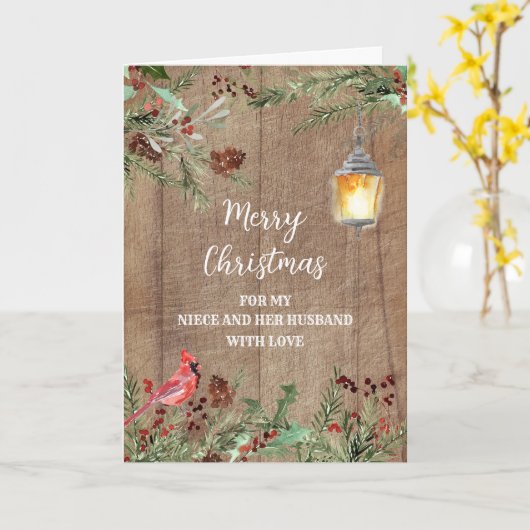 Carte Rustic Niece et son Mari Noël (Fleur jaune)