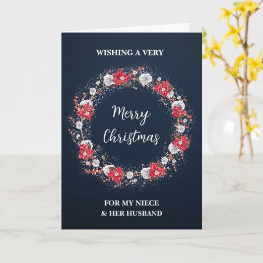 Carte Rustic Niece & Son Mari Joyeux Noël (Fleur jaune)