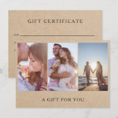 Carte Rustic Photo Collage Photographie Certificat Cadea (Devant / Derrière)