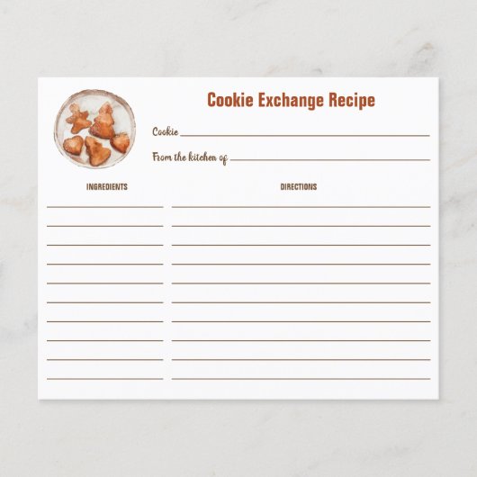 Carte Rustic Recette Exchange Cookie (Devant)