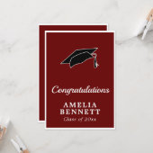 Carte Rustic Red Félicitations Casquette diplômé (Devant/Arrière en situation)