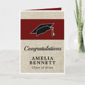 Carte Rustic Red Félicitations Casquette diplômé (Devant)