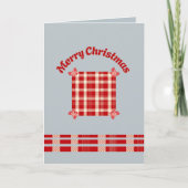 Carte Rustic Red Gingham Christmas Card with Festive Bow (Devant)